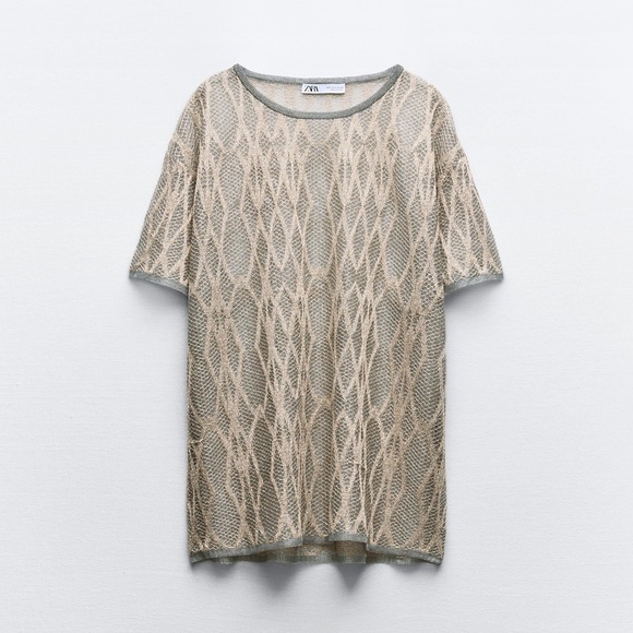 Zara Tops - Size Large | Zara | Metallic Thread Knit Jacquard Top